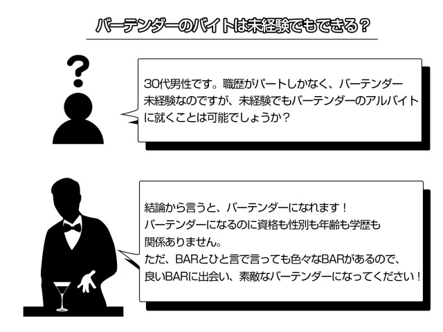 バーテンダーの仕事は未経験でもできる？